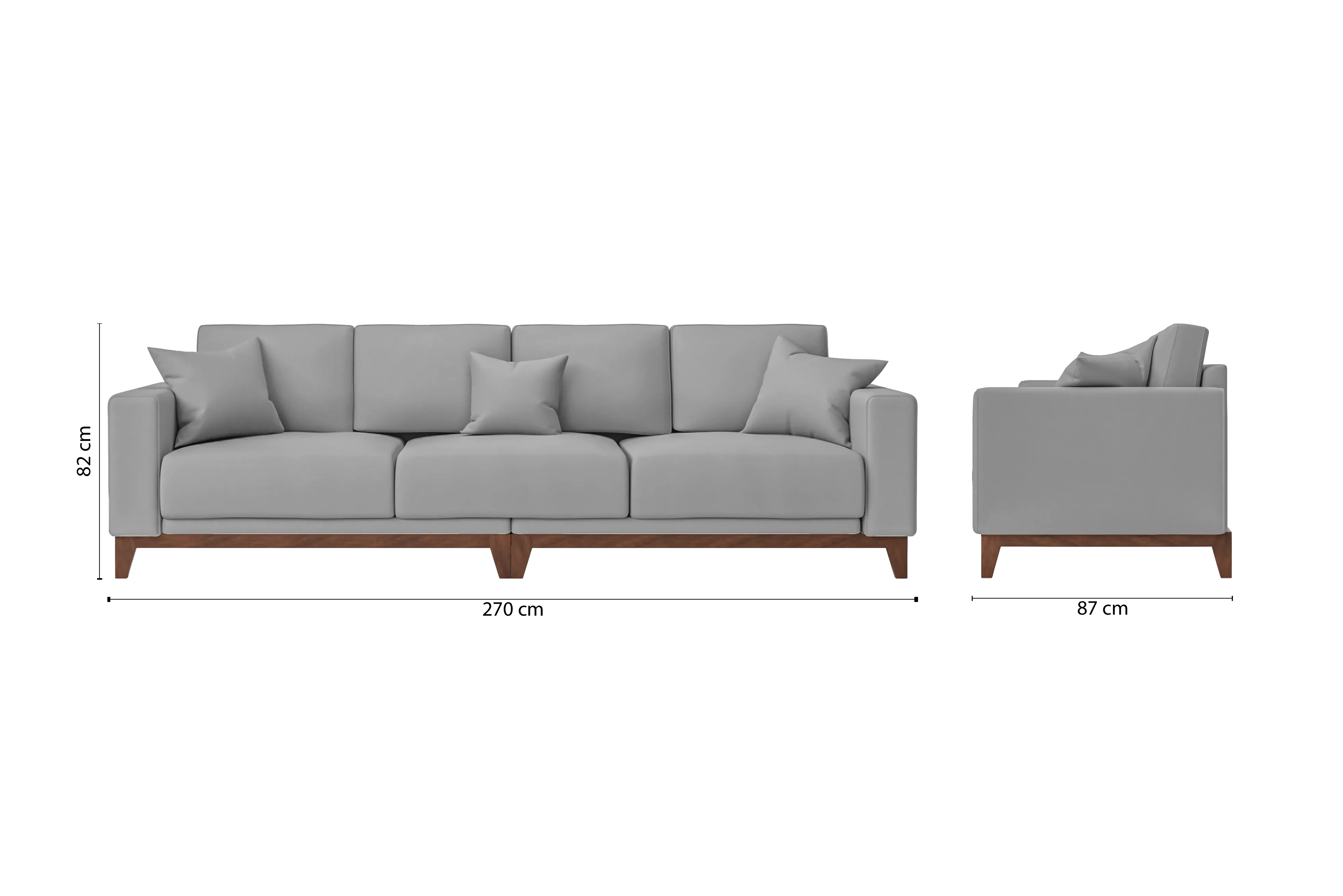 Lucca 4 Seater Sofa Grey Leather