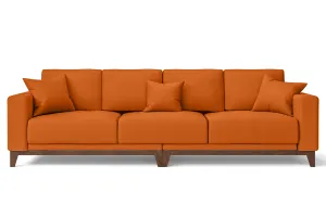 Lucca 4 Seater Sofa Orange Leather