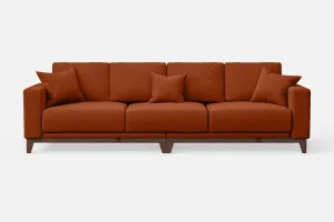 Lucca 4 Seater Sofa Orange Linen Fabric