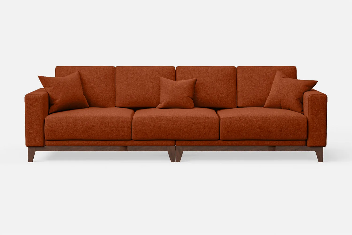 Lucca 4 Seater Sofa Orange Linen Fabric