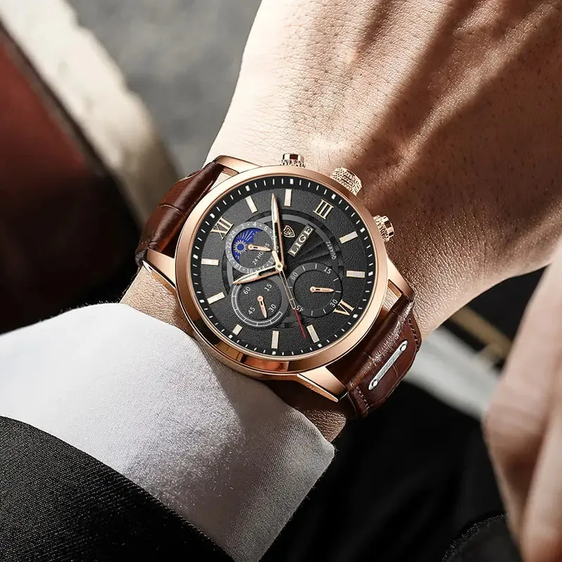 Men's Luxury Leather Quartz Watch