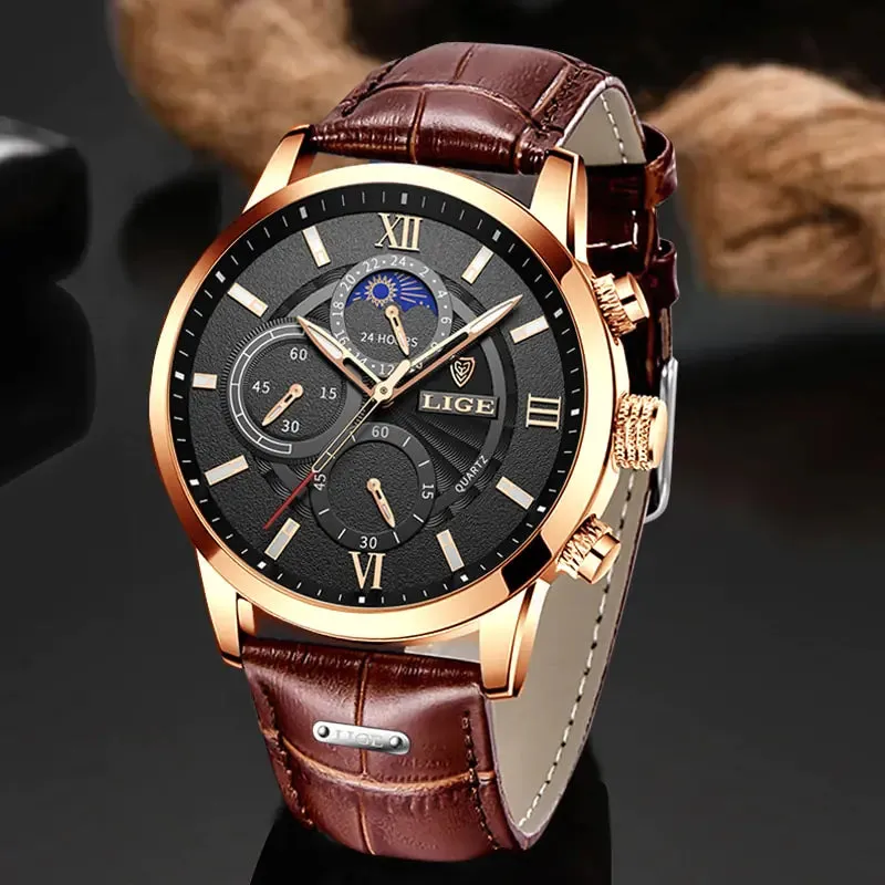 Men's Luxury Leather Quartz Watch