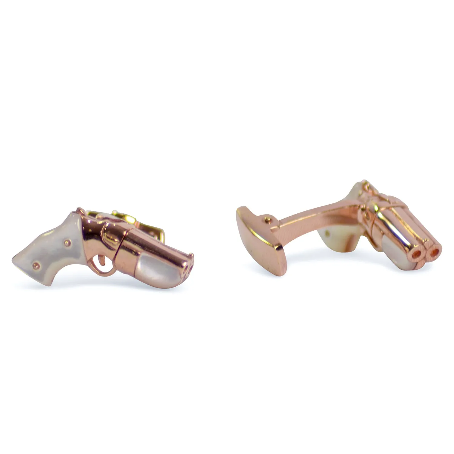 Mother of Pearl Rose Gold Revolver Cufflinks