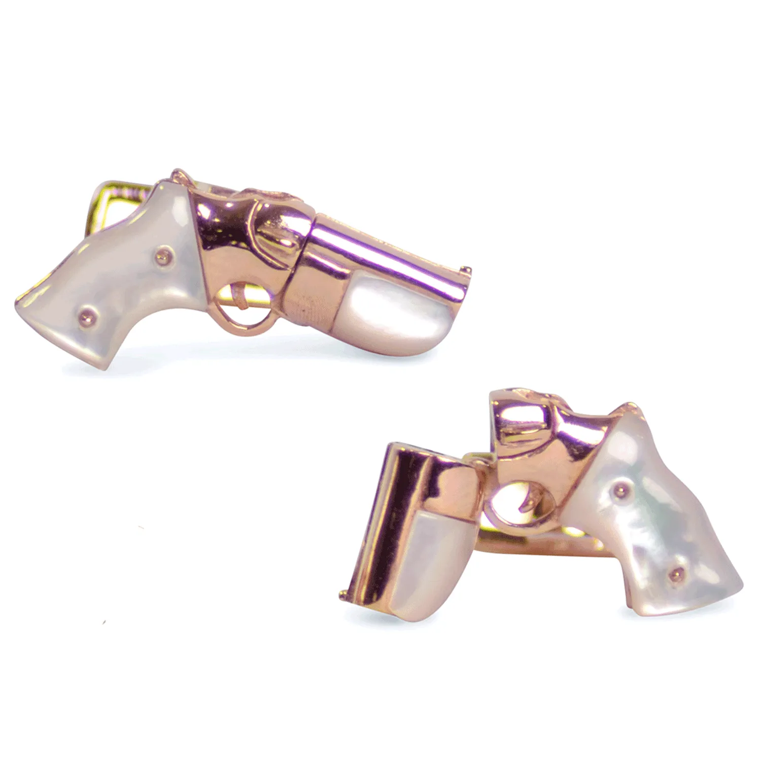 Mother of Pearl Rose Gold Revolver Cufflinks