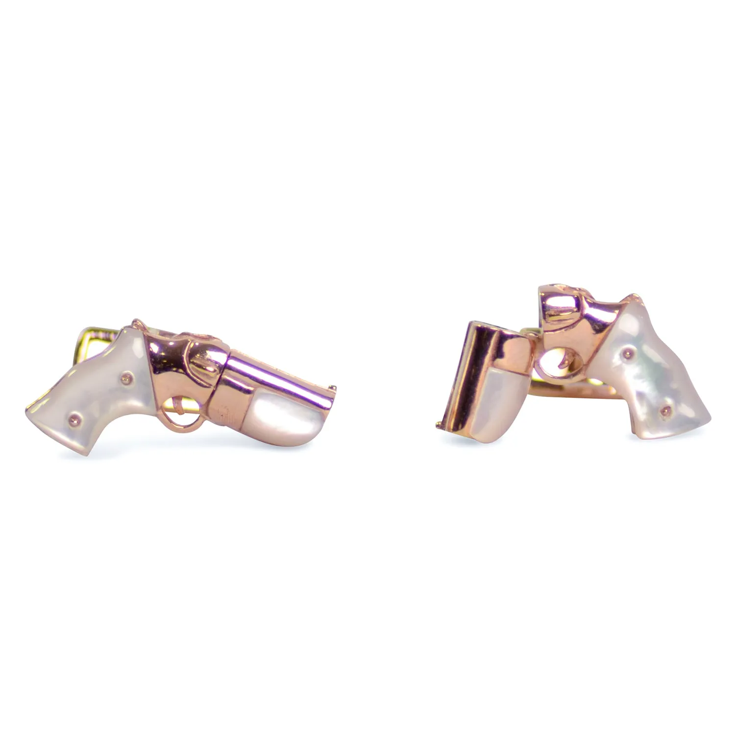 Mother of Pearl Rose Gold Revolver Cufflinks