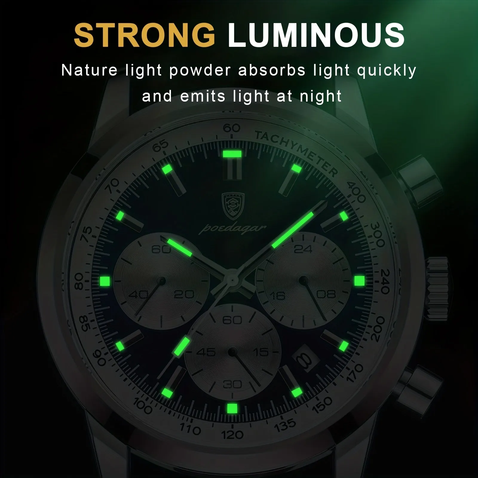 POEDAGAR Students Quartz Watch Waterproof Luminous Calendar for Men Perfect Gift