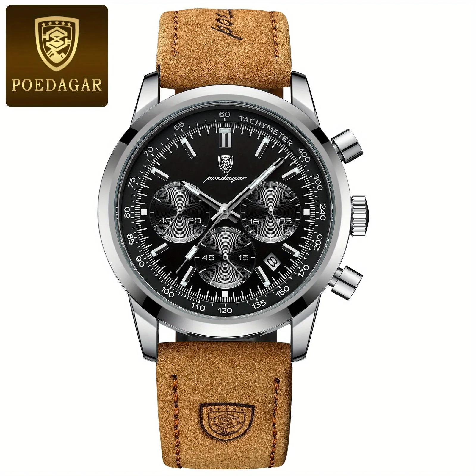 POEDAGAR Students Quartz Watch Waterproof Luminous Calendar for Men Perfect Gift