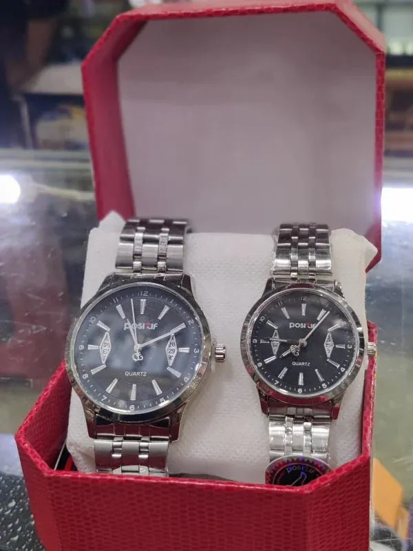 Positif Good Looking Dile Couple Watch With Steel Chain Watch