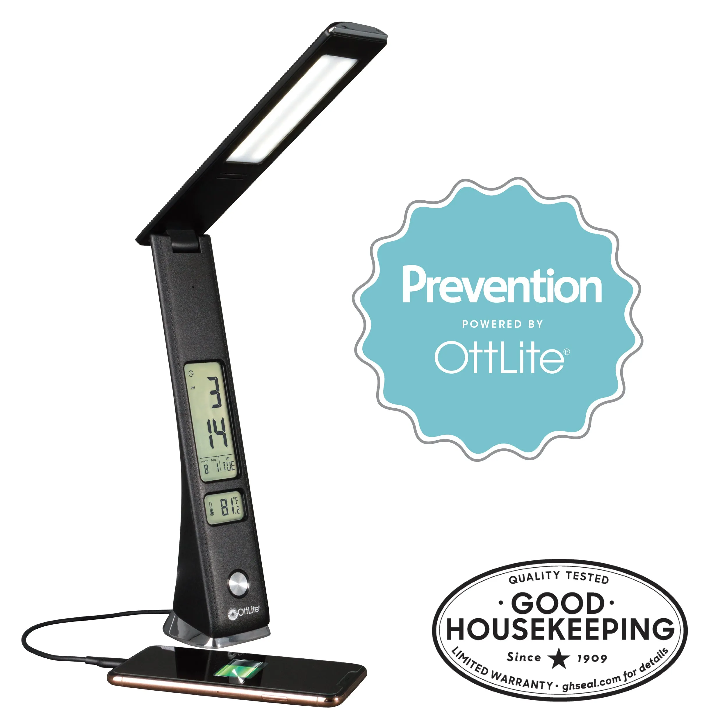 Prevention by OttLite LED Task Lamp with Digital Display