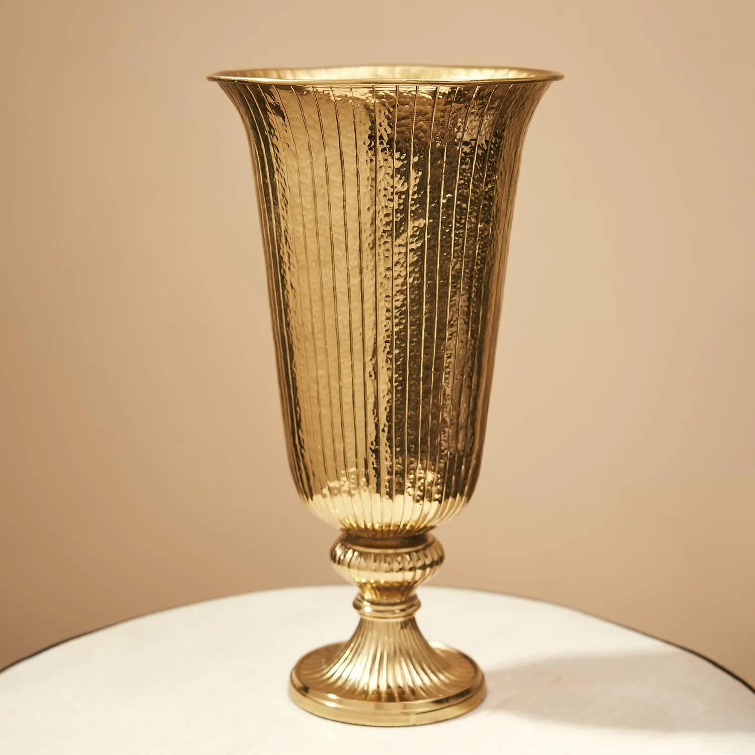 Pure Home   Living Gold Ribbed Hammered Tall Metal Vase(23X23X42CM)