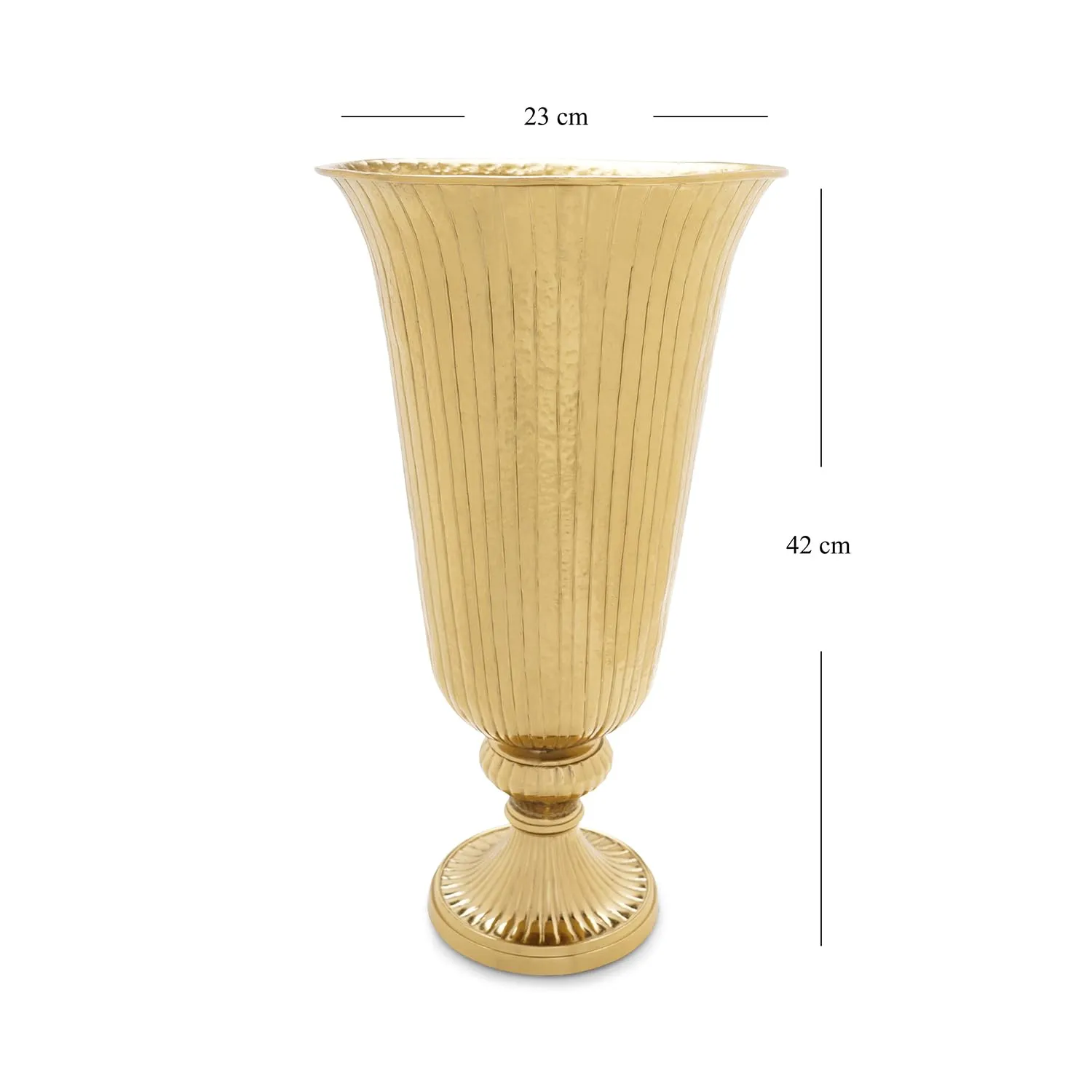 Pure Home   Living Gold Ribbed Hammered Tall Metal Vase(23X23X42CM)