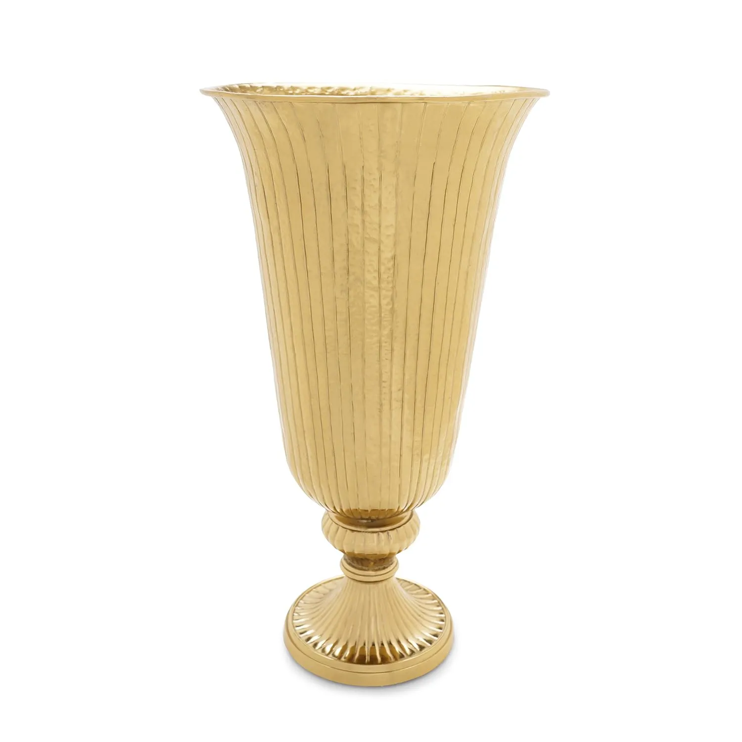 Pure Home   Living Gold Ribbed Hammered Tall Metal Vase(23X23X42CM)