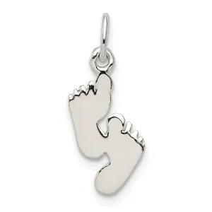 Silver Polished Finish Feet Charm Pendant