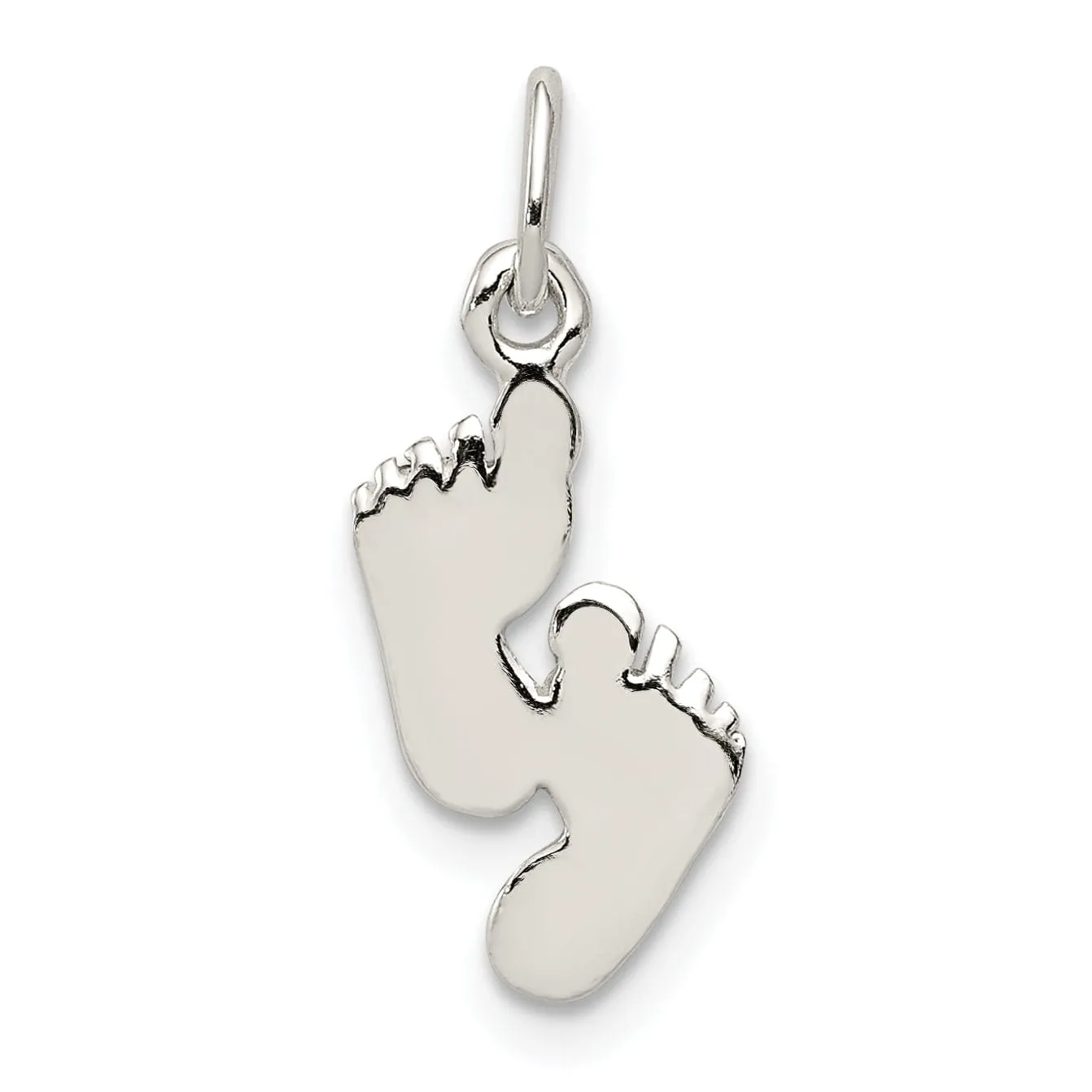 Silver Polished Finish Feet Charm Pendant