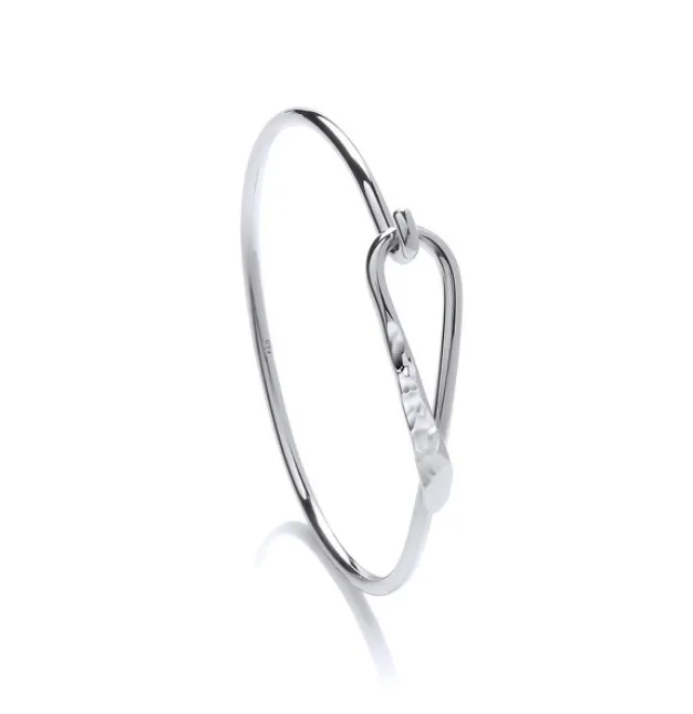 Silver Teardrop Clip Bangle