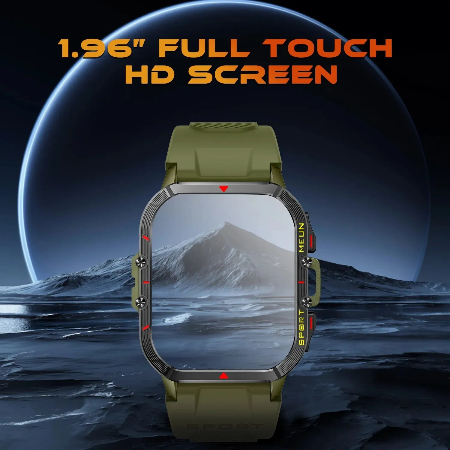 Sports Smart Watch for Men Women Outdoor Fitness Tracker with 100  Sport Modes Bluetooth Call 1.96" Full Touch Smartwatches Waterproof for Android Iphone (Green)