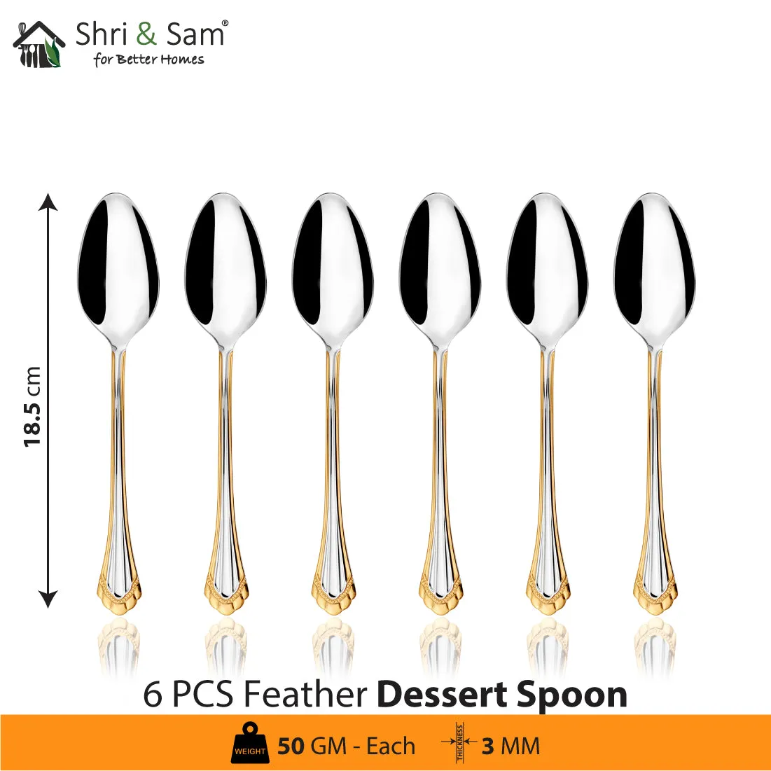 Stainless Steel 24 PCS Cutlery Set with Dessert Soup Spoon Feather