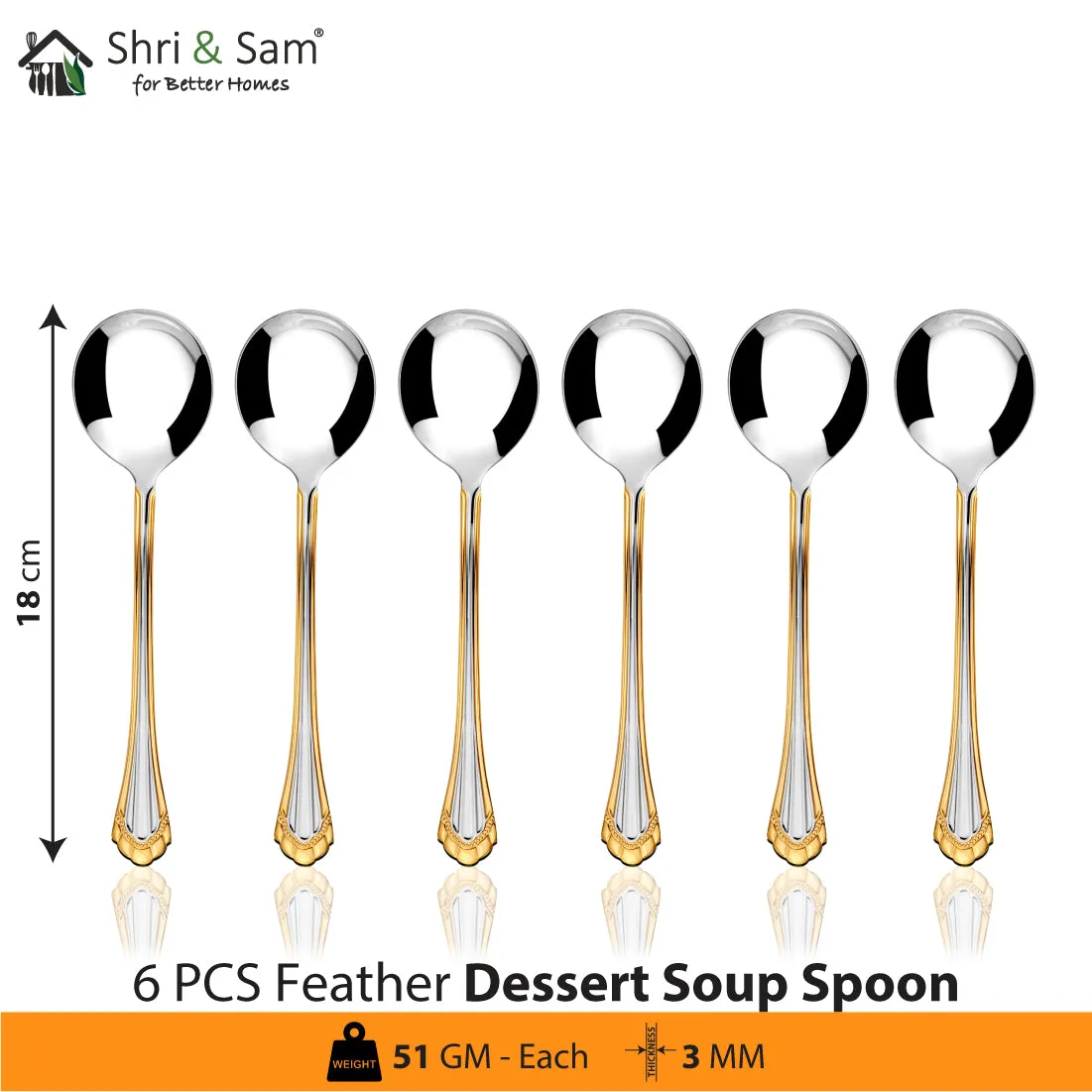 Stainless Steel 24 PCS Cutlery Set with Dessert Soup Spoon Feather