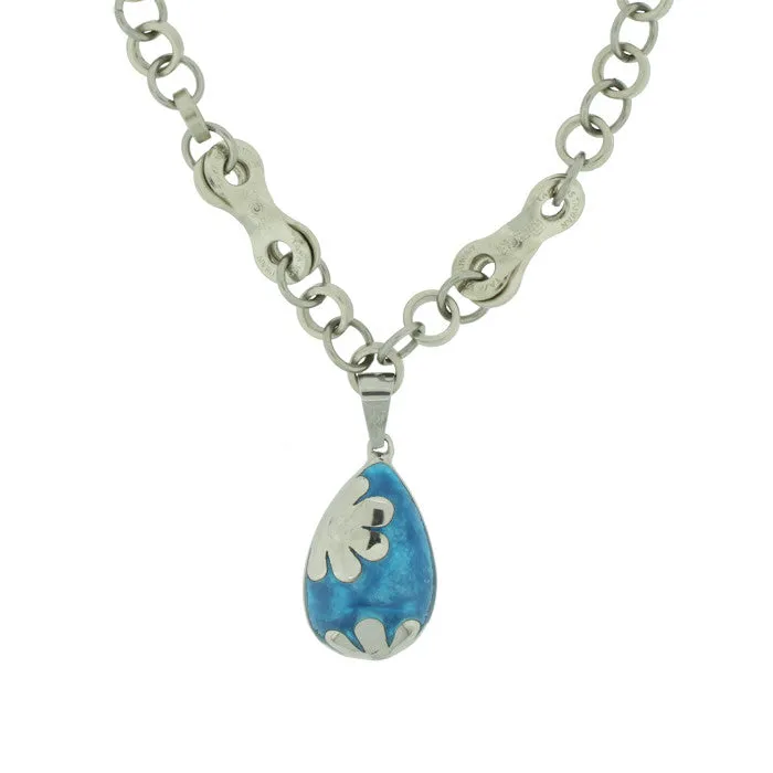 Stainless Steel Flower Aqua Necklace