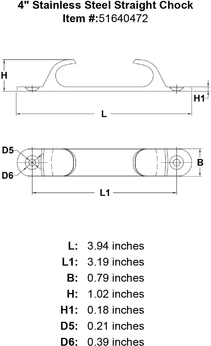 Stainless Straight Chocks