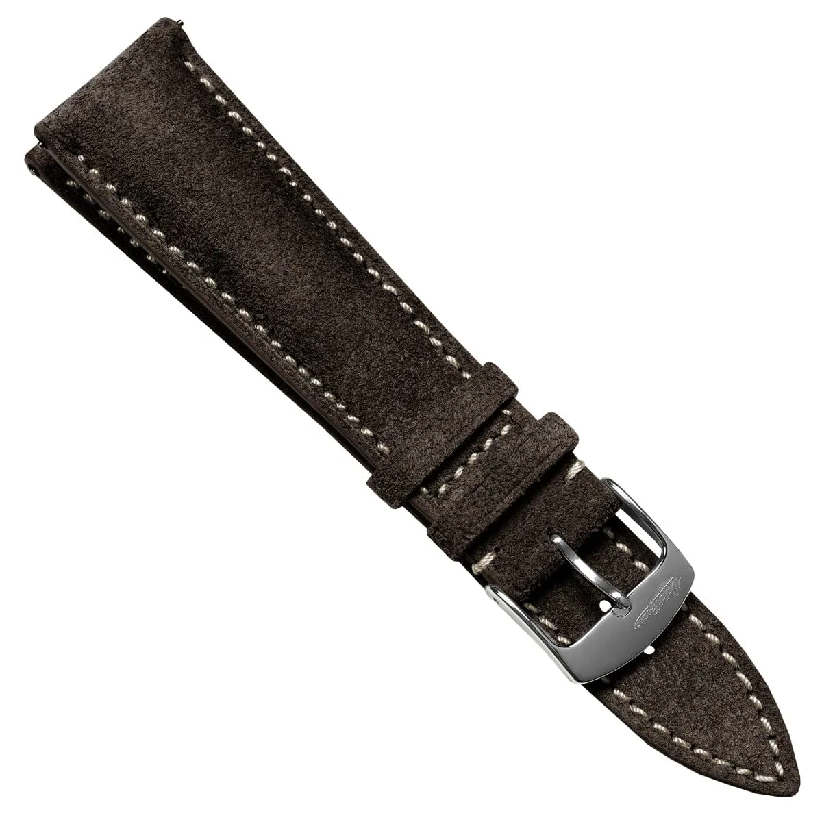 Stanton Conceria Opera Suede Padded Watch Strap - Dark Brown