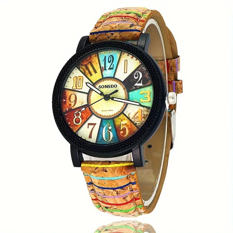 Stylish Wood Grain Dial Watch  Perfect Gift for Men  Women