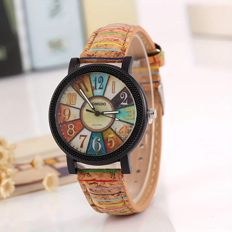 Stylish Wood Grain Dial Watch  Perfect Gift for Men  Women