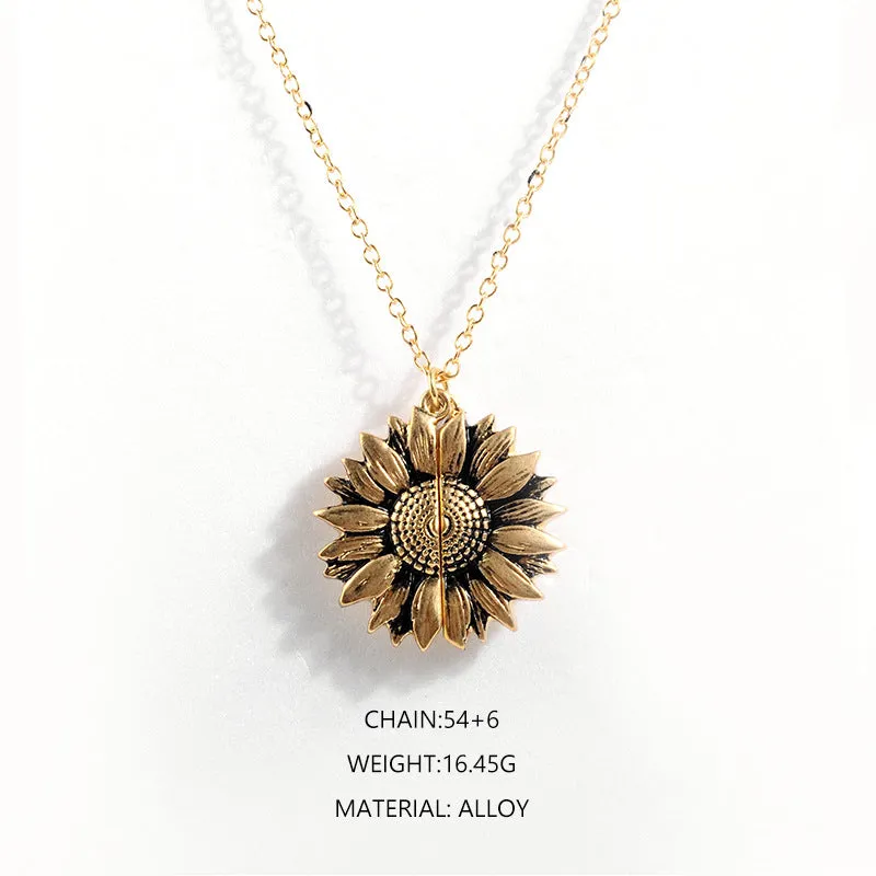 Sunflower Double-layer Lettering Necklace