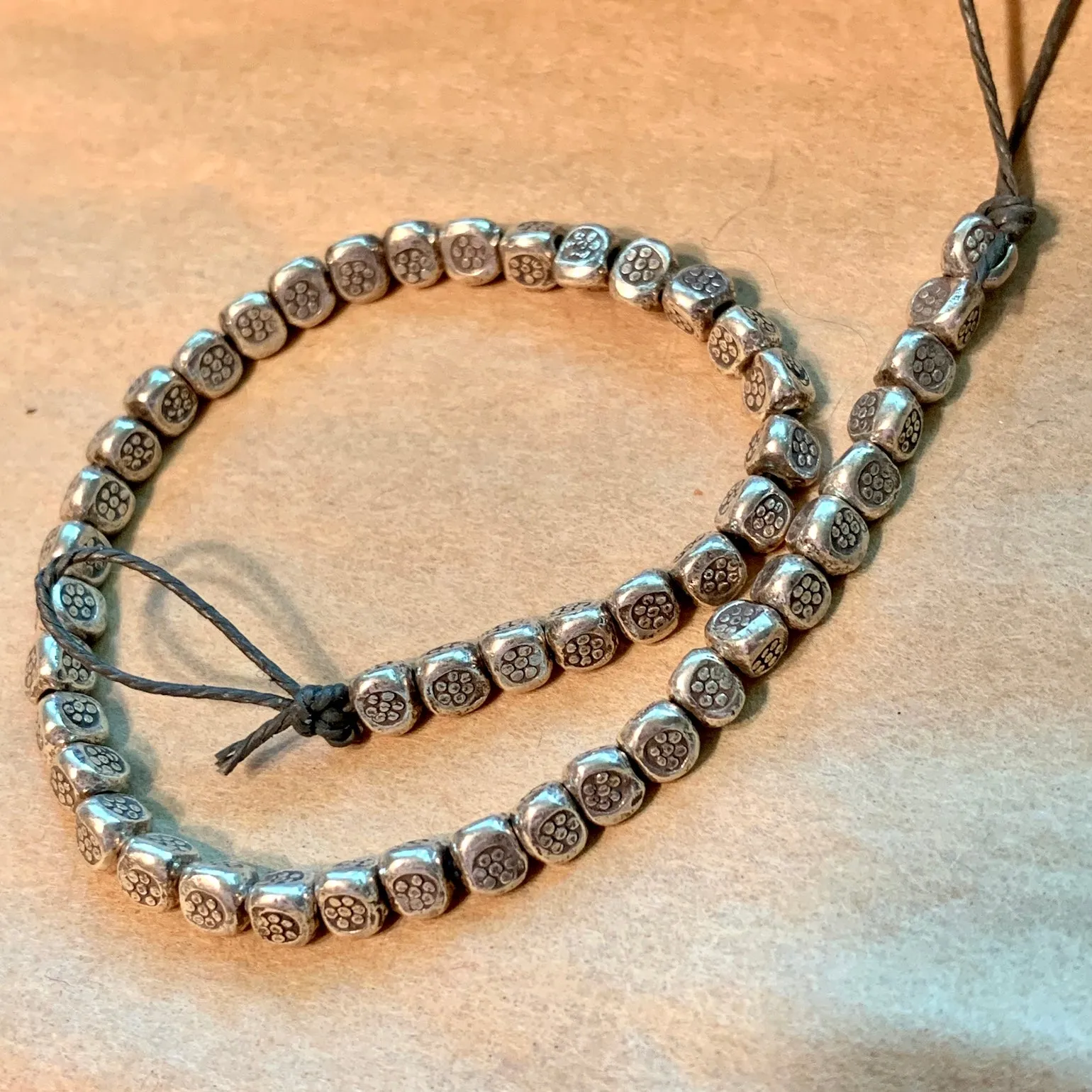 Thai Silver Medium Triangle Stamped Beads