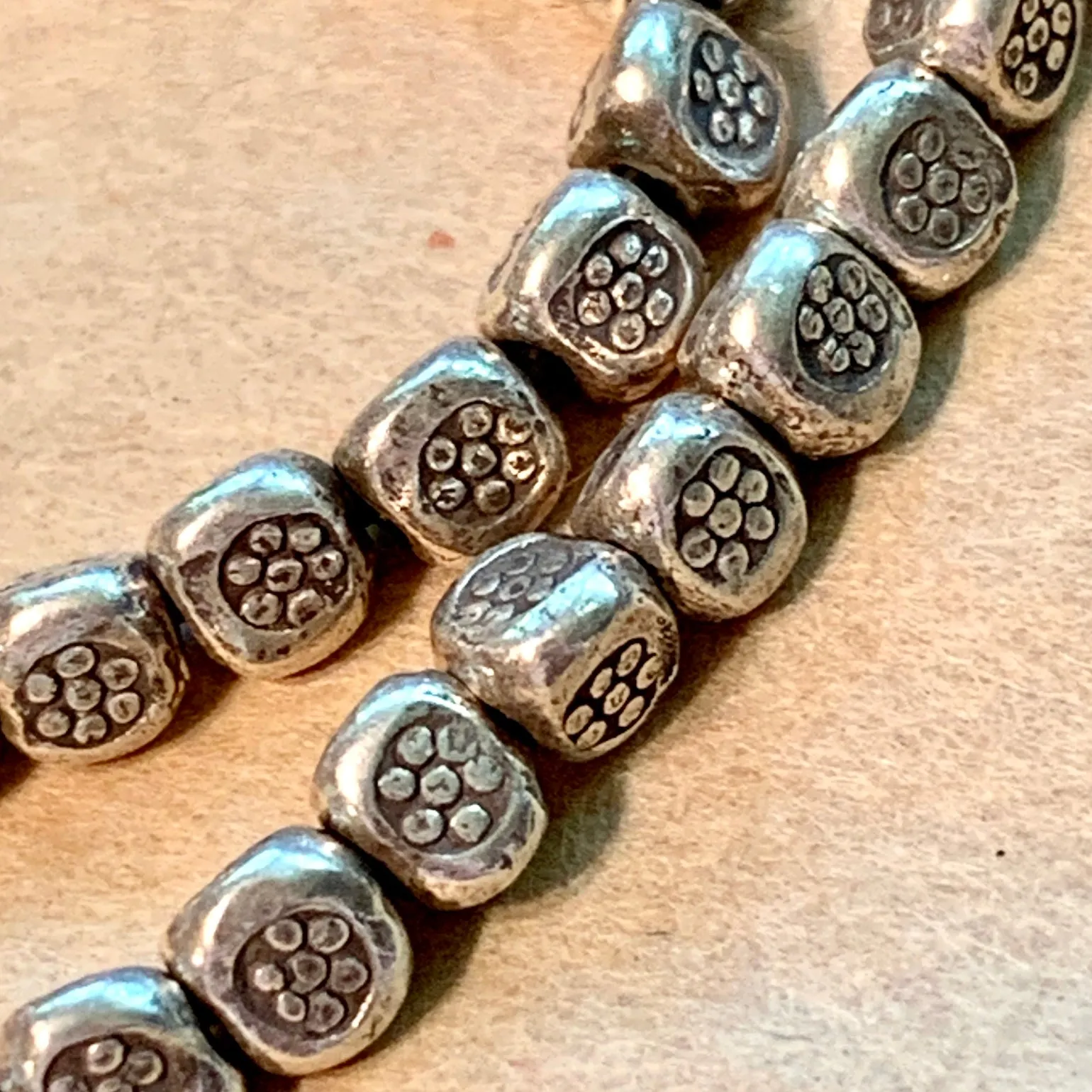 Thai Silver Medium Triangle Stamped Beads