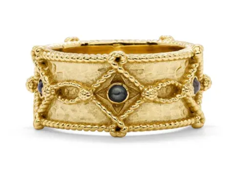 Victoria Ring Band- Gold/Blue Labradorite