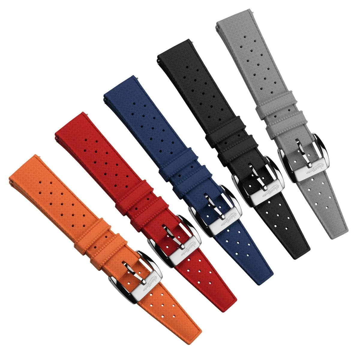 WatchGecko Vintage Tropical Style FKM Rubber Watch Strap - Grey