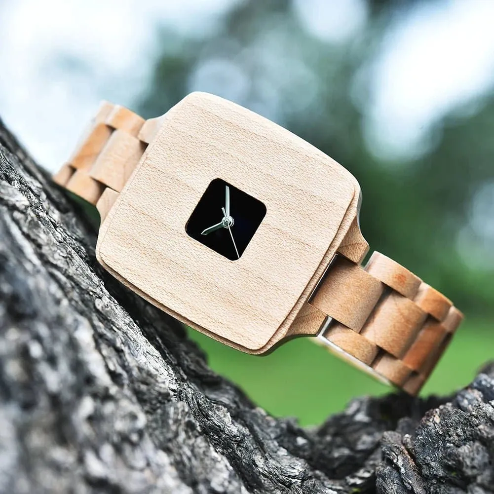 Women Wood Watches - BOBO BIRD Luxury Square Wooden Watch