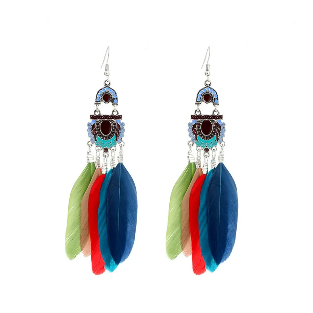 Yellow Chimes Feathers in Colors Long Tassel Earring for Women & Girls