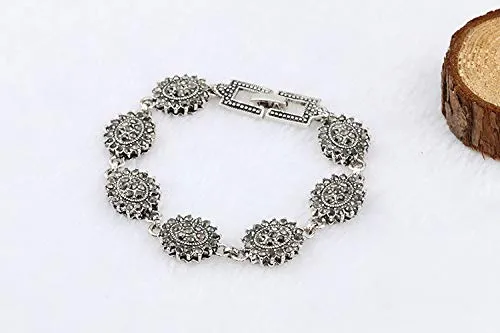 Yellow Chimes Handcraft Crystals Fancy Collection Oxidized Silver Bracelet for Girls and Women