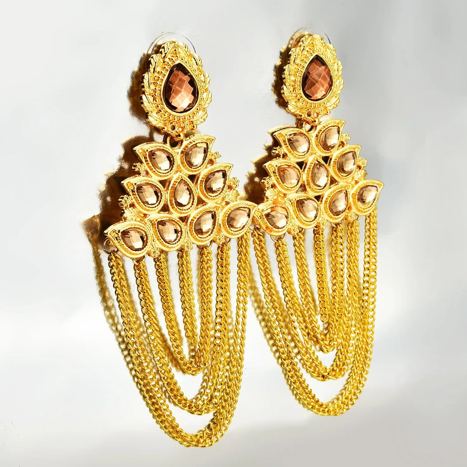 Yellow Chimes Kundan Style Smokey Crystal Wedding Traditional Earrings for Women & Girls