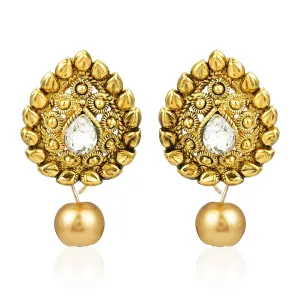 Yellow Chimes Paisley Pearl Drop Indian Traditional Earrings for Women and Girls