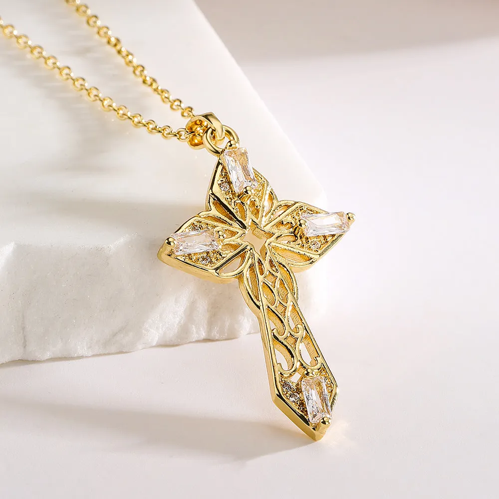 Zirconium Cross - 18K Gold Plated