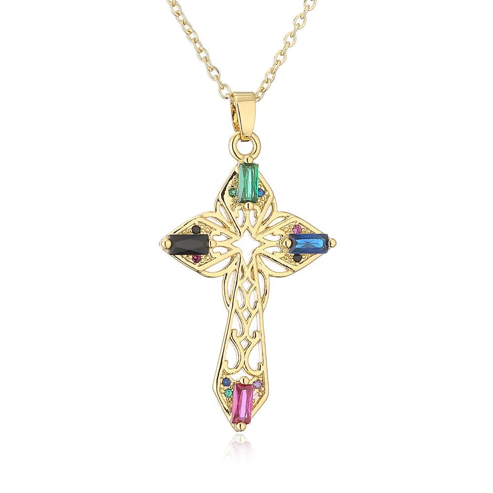 Zirconium Cross - 18K Gold Plated